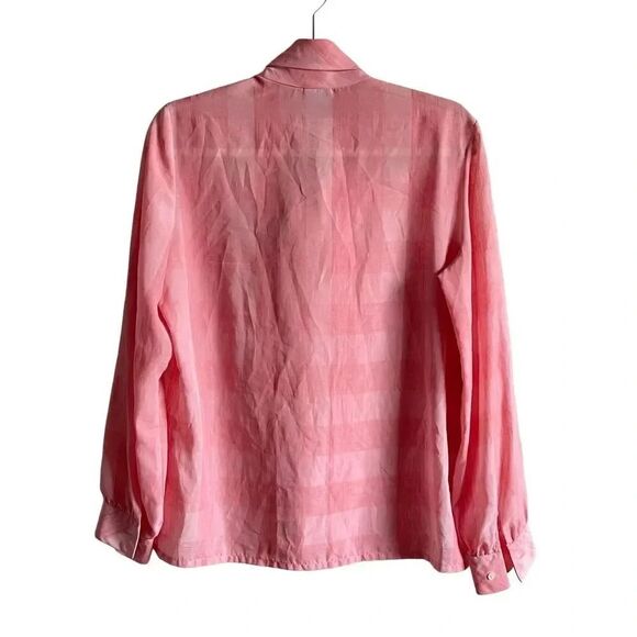 Vintage Bleyle Women's Tie Bow Button Front Long Sleeve Blouse Pink Size 10 B2 - Picture 2 of 6
